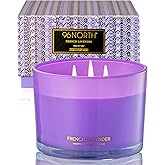 96NORTH Luxury Lavender Soy Candle | Large 3 Wick Jar Candle | Up to 50 Hours Burning Time | 100% Natural Soy Wax | Relaxing Aromatherapy Aesthetic Candle | Housewarming Gift for Women and Men