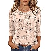 LOMON 3/4 Length Sleeve Womens Tops 2026 Spring Summer Trendy Tee Shirts Dressy Casual Business Work Blouses Outfits