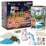 ZUBAT Unicorn Terrarium Kit with Light Up, DIY Unicorn Micro Landscape with Flash Craft Set in Jar, Educational Garden…