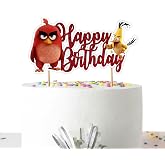Agry Birds Happy Birthday Cake Topper Decoration &ndash; Cartoon-Themed Cake Topper for Birthday Party, Fun Agry Birds Characters for Boys &amp; Girls, Durable &amp; Reusable Party Supplies, Easy to Use Cake Decor