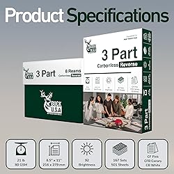 3 Part Reverse Carbonless NCR Paper (5900), 8.5" x