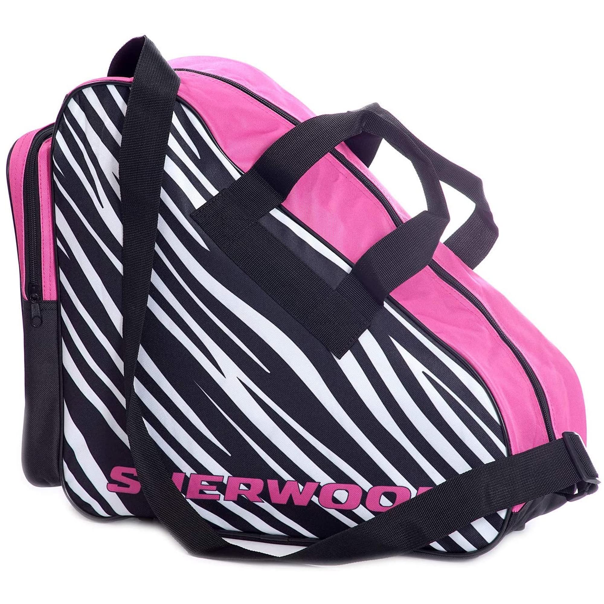 Sherwood 80083 Ice Skate Bag with Handles, Inline Bag, Ice Hockey Bag with Zip and Practical Compartments, Includes Adjustable Carry Strap, Pink Zebra, 36 x 16 x 36 cm