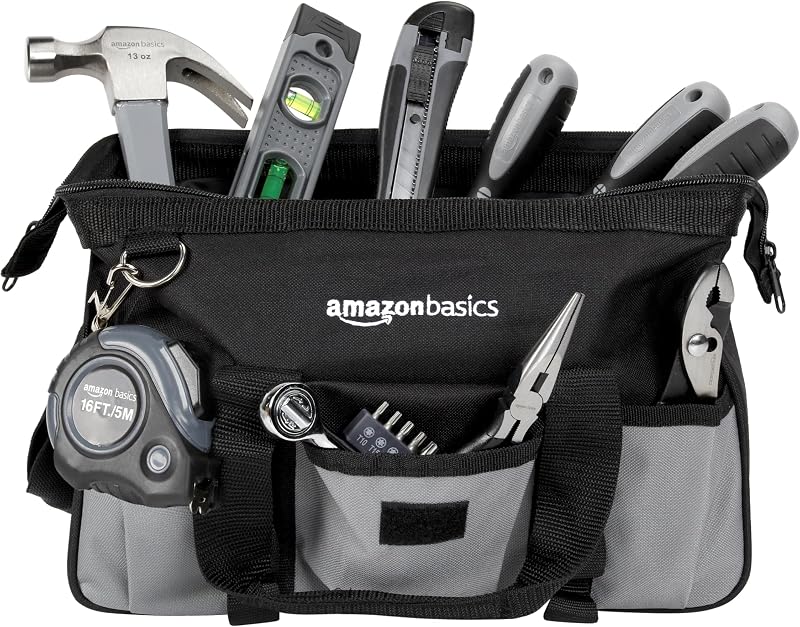 Kit di strumenti di riparazione di base per la casa con valigetta, 65 pezzi, colore: argento, nero