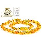 RAW Baltic Amber Necklace - Natural Amber from Baltic Region, Genuine Amber (13in.)