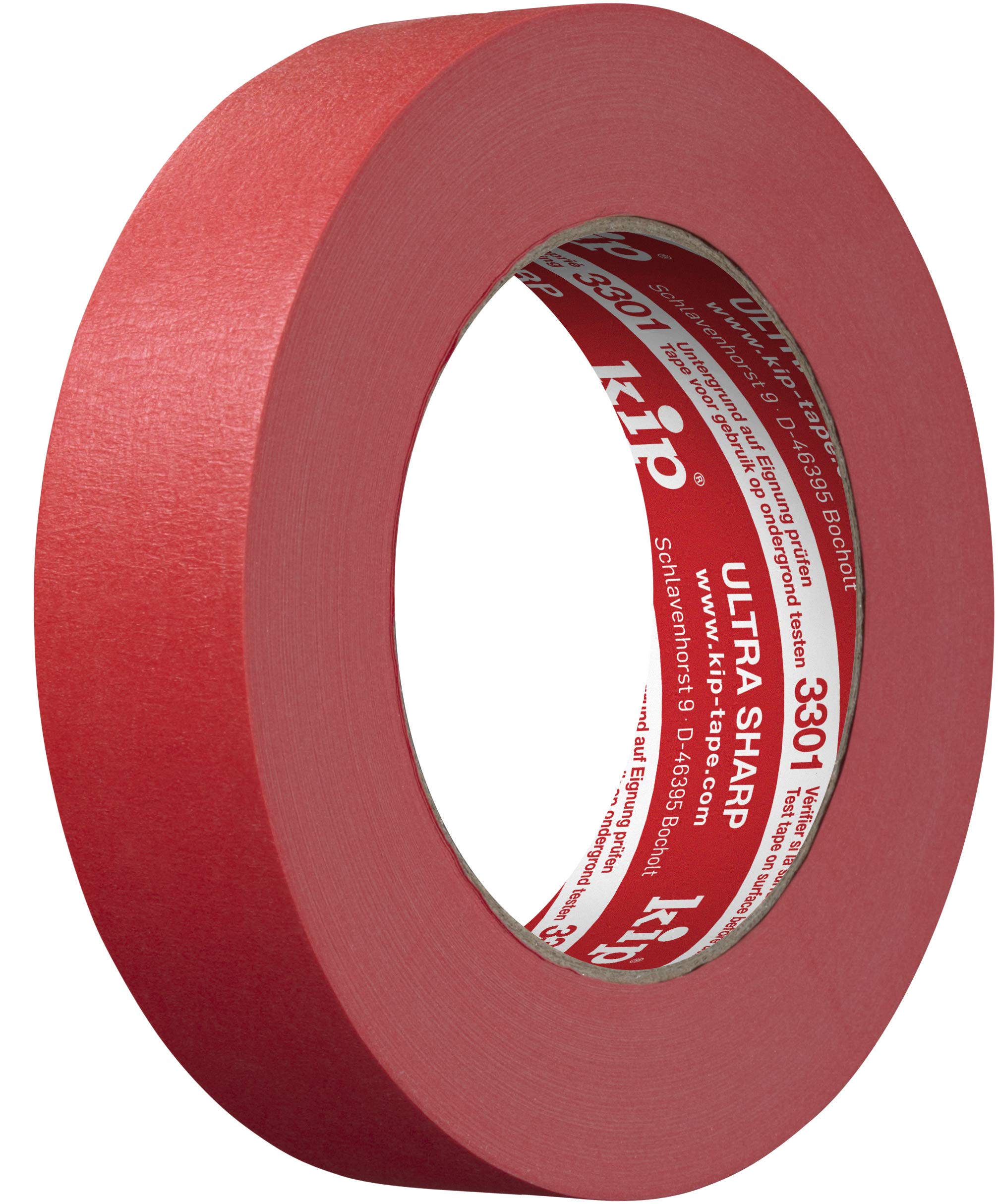 kip Tape 3301 Ultra Sharp Masking Tape - Professional Masking Tape for Ultra Sharp Edges when Painting & Varnishing - 24mm x 50m Red