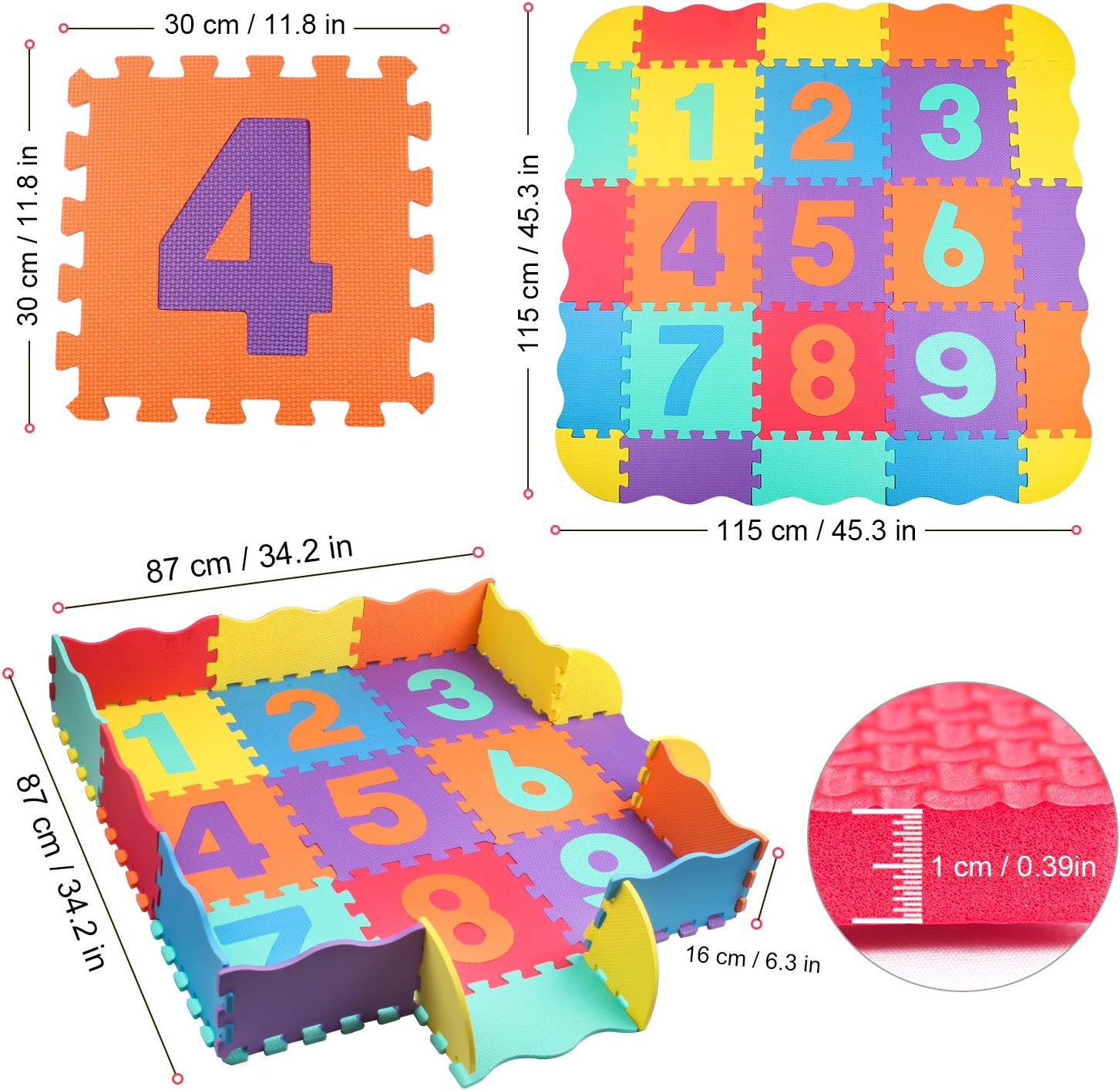 StillCool Baby Play Mat with Fence 0.39 inch Thick Interlocking Foam Floor Tiles Kids Puzzle Mat Baby Crawling Mat: Toys & Games