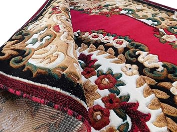 Paradise Carpet Creation Floral Persian Carpet (Red, Acrylic, 9 X 12 Feet)
