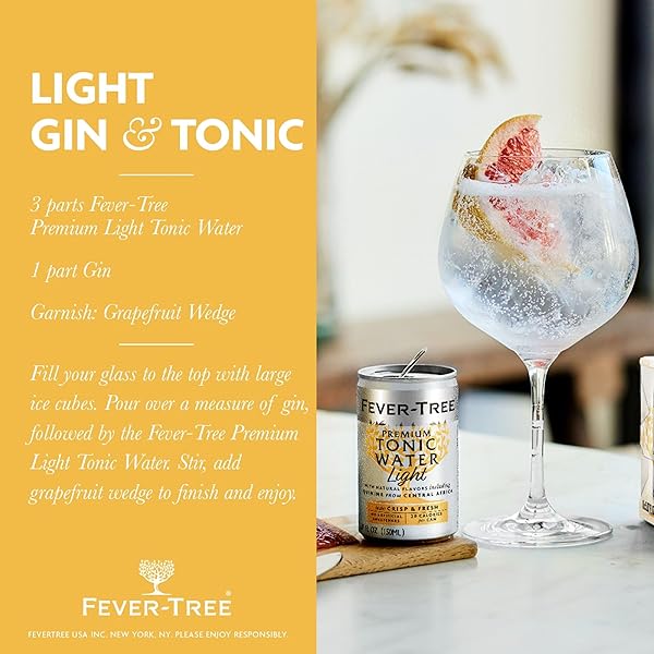 FEVER-TREE NATURALLY LIGHT TONIC WATER, 5.07 FL OZ (PACK OF 8)