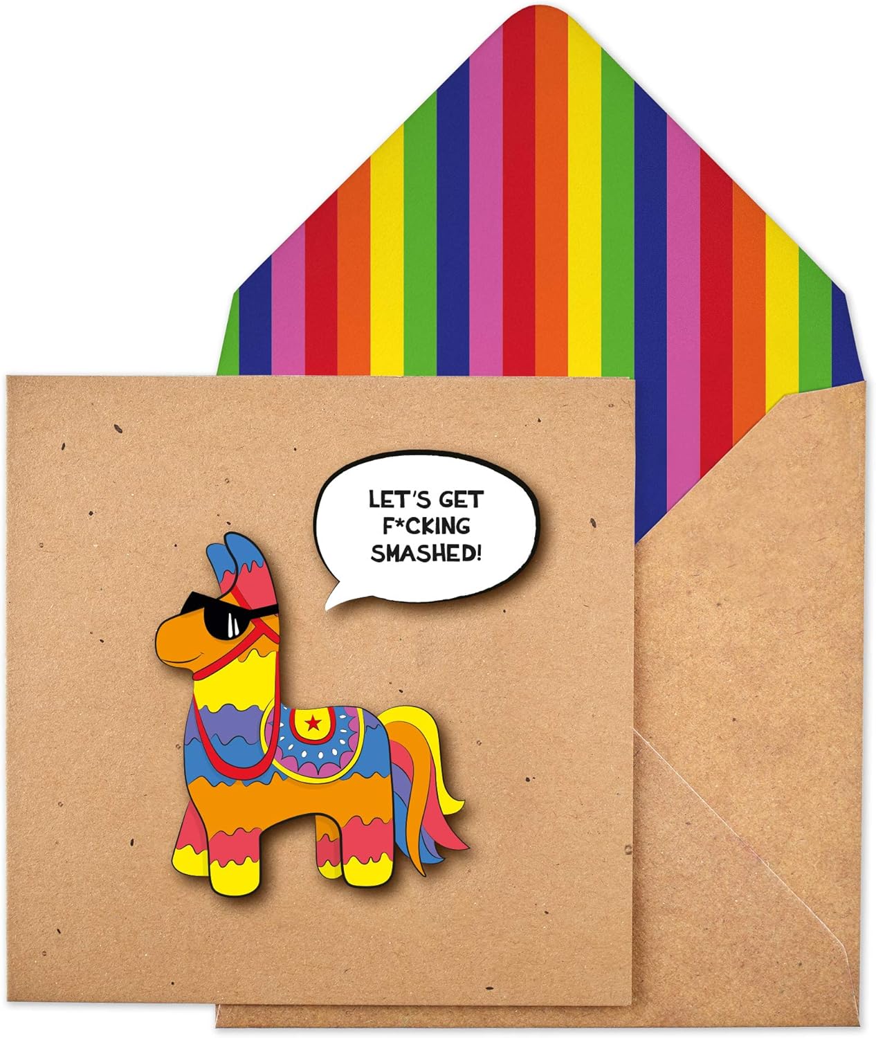 Let's Get Smashed Card Handmade Greeting Card with Rainbow Envelope, 210 x 290 mm