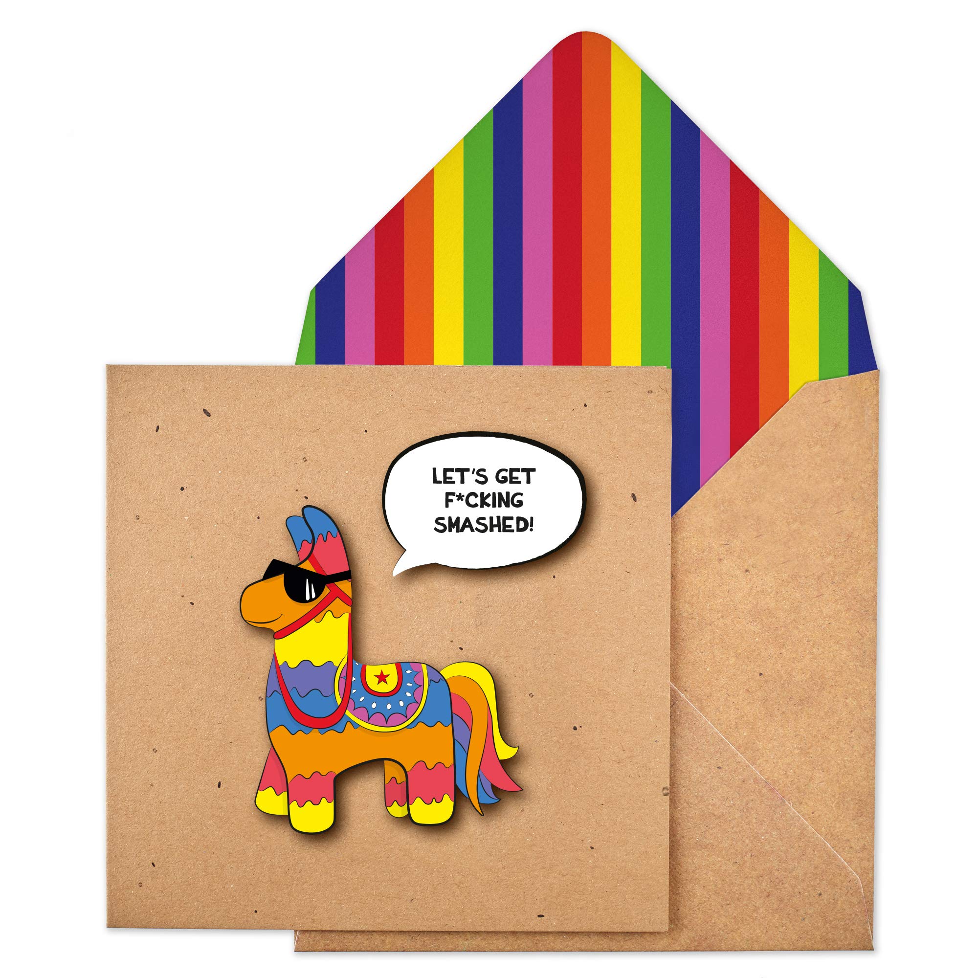 Let's Get Smashed Card Handmade Greeting Card with Rainbow Envelope