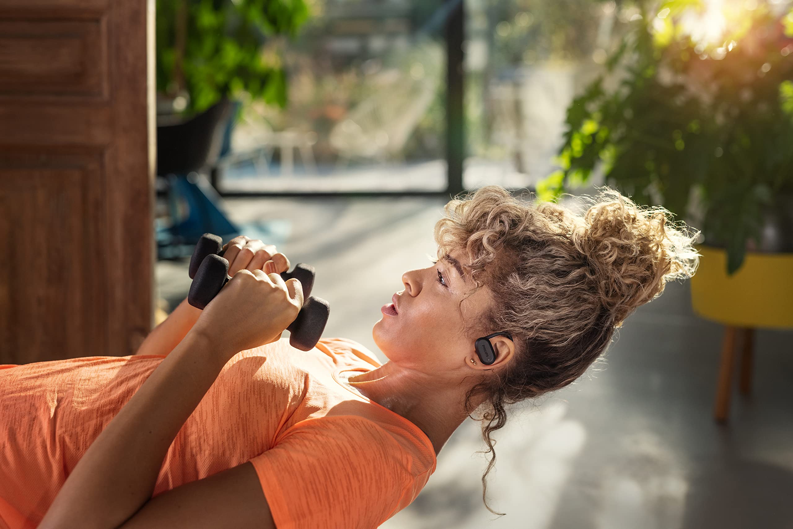PHILIPS A7306 True Wireless Sports Headphones with Detachable Ear Hooks, Heart-Rate Monitor, UV Cleaning Charging case, Awareness Mode, Waterproof, TAA7306BK