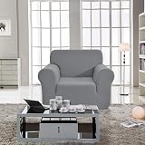 SAMSTEX 1 Seater Sofa Cover Stretch 1-Piece Light Grey view 2