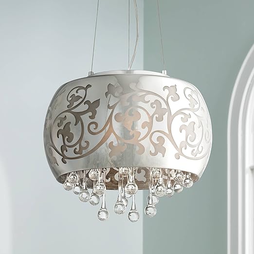 Ballantine 15 3 4 Wide Etched Glass Pendant Light Possini Euro
