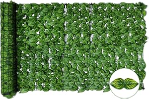 LIWZSZWIL ArtificialIvy Privacy Fence Greenery Wall,39x118 inch Balcony Fence Privacy Screen Fake Leaf,Green Fencing Roll with Faux Watermelon Leaves Screen for Patio,Garden,Backyard