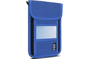 Maiiu Travel Neck Wallet with RFID Blocking – Passport Holder Organizer Neck Pouch – Portable Easy to Conceal Travel Pouch (PVC Blue)