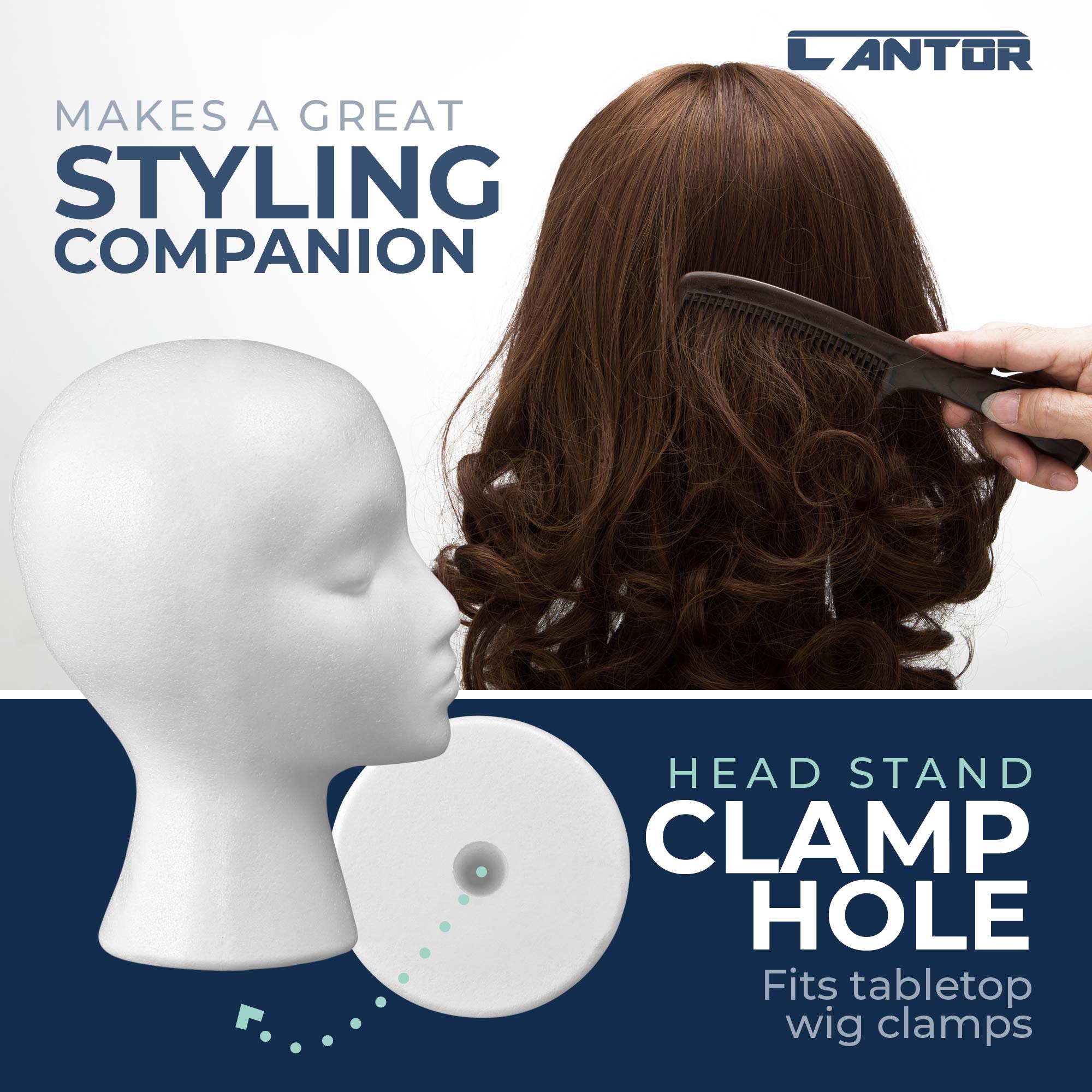 12" Styrofoam Wig Head - Tall Female Foam Mannequin Wig ...
