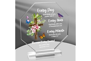 Yopyame Religious Inspirational Acrylic Gift - Christian Gift with Bible Verse Prayers Scripture for Women Men Cross Acrylic Room Decoration Faith Keepsake Paperweights for Office Desk Home Decor