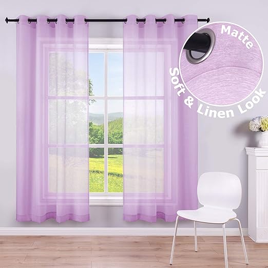 Amazon Com Lilac Purple Sheer Curtains For Girls Bedroom 2 Panels
