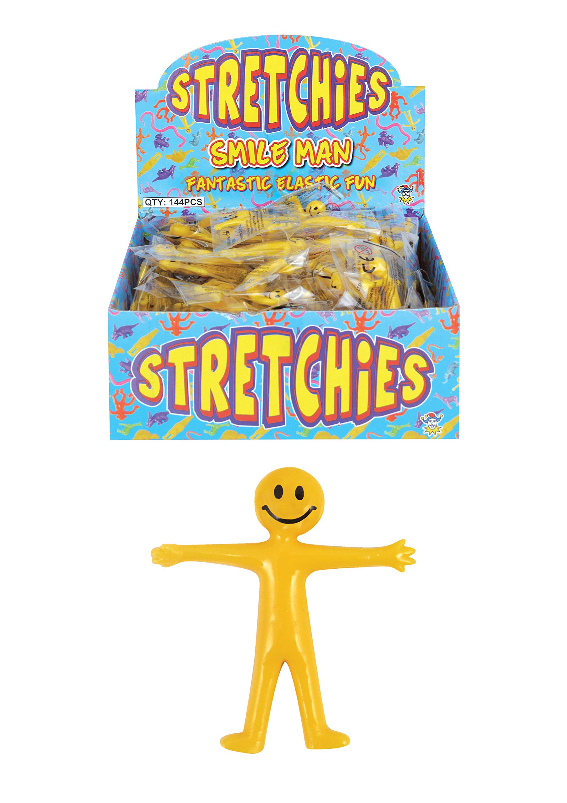 HENBRANDT 8 x Stretchy Smile Men Yellow Stretch Stretchies Kids Party Favour Loot Bag Filler Lucky Dip for Boys and Girls