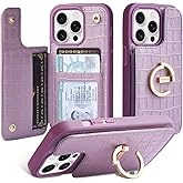 CUSTYPE for iPhone 15 Pro Max Wallet Case with Card Holder,Ring Holder Kickstand Card Slots Case for Women Girl for iPhone 15 Pro Max 6.7"-Purple…