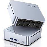 Glorlin Mini PC, AMD Ryzen 5 3501U CPU (Beats N95, Up to 3.7 GHz, 4C/8T) Small Desktop Computer 16GB DDR4 RAM 512GB NVMe SSD WiFi 6 Bluetooth 5.3 Dual HDMI DP Support Three 4K Display for Home Office
