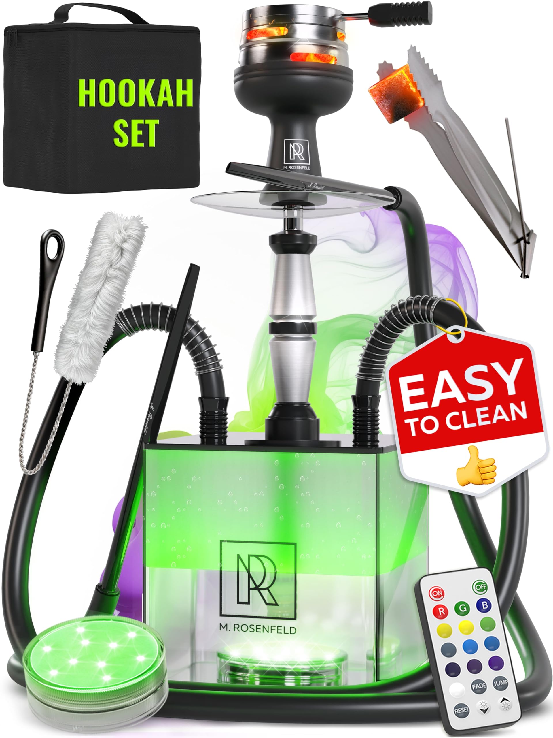 Photo 1 of Yado Square Hookah - Acrylic Hookah with Big Silicone Bowl for Smoking Coal Tongs Amazing for Shisha Smoking