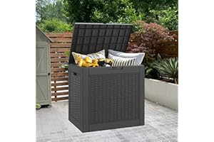 NBYSGO 36 Gallon Outdoor Storage Box Resin Deck Box,Waterproof Package Delivery and Storage Box,Furniture Side Table for Patio Furniture Cushions Pool Accessories Porch Garden Tools,Black