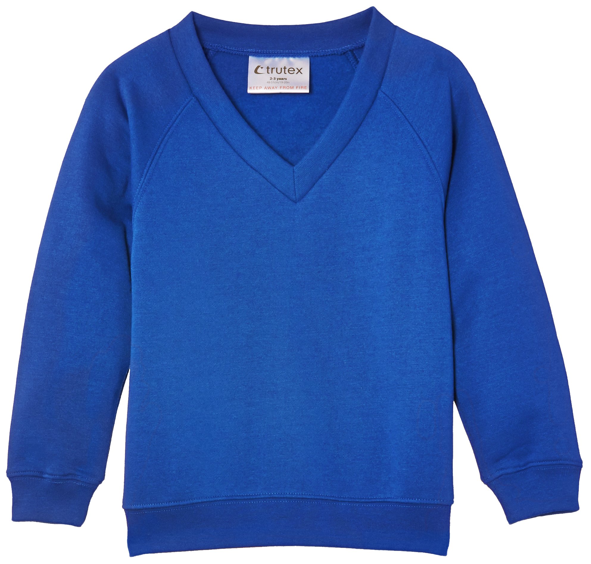 Trutex V-Neck School Sweatshirt (1-16+ Years), Unisex School Uniform Boys and Girls, Standard Fit V Neck School Jumpers for Boys and Girls, School Sweatshirt Kids - Genuine School Uniform Royal Blue