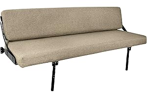 RecPro 80" Wall Mount Sofa with Adjustable Legs in Cloth | RV Sofa Bed | RV Furniture | RV Bed | Fold Over Wall Mount Bed (Oatmeal, No Mounting Brackets)