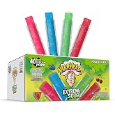 Warheads Sour Freezer Pops Variety Pack, Extreme Sour Ice Pops, 40 Count | 2 oz, Freeze &amp; Eat Popsicles, Frozen Snacks Dessert, Watermelon, Blue Raspberry, Green Apple, Black Cherry