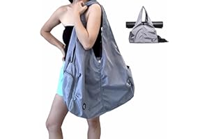 Uhawi Gym Bag with Yoga Mat Holder - Women's Gym Bag with Shoes Compartment and Wet/Dry Storage Pockets, Adjustable Yoga Mat Holder (Light Gray)