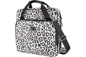 Losong 3 Ring Zipper Binder 2 Inch with Shoulder Strap 500 Sheet Capacity & Multi-Pockets for School and Office Binder Organizer, Compatible with 13-Inch MacBook/Tablet (Patent Design Leopard)