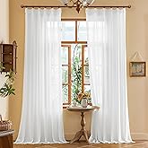 MAIHER White Pinch Pleat Sheer Curtains 120 Inches Long for Living Room Bedroom 10 Ft Curtains Light Filtering Tree Branch Pl