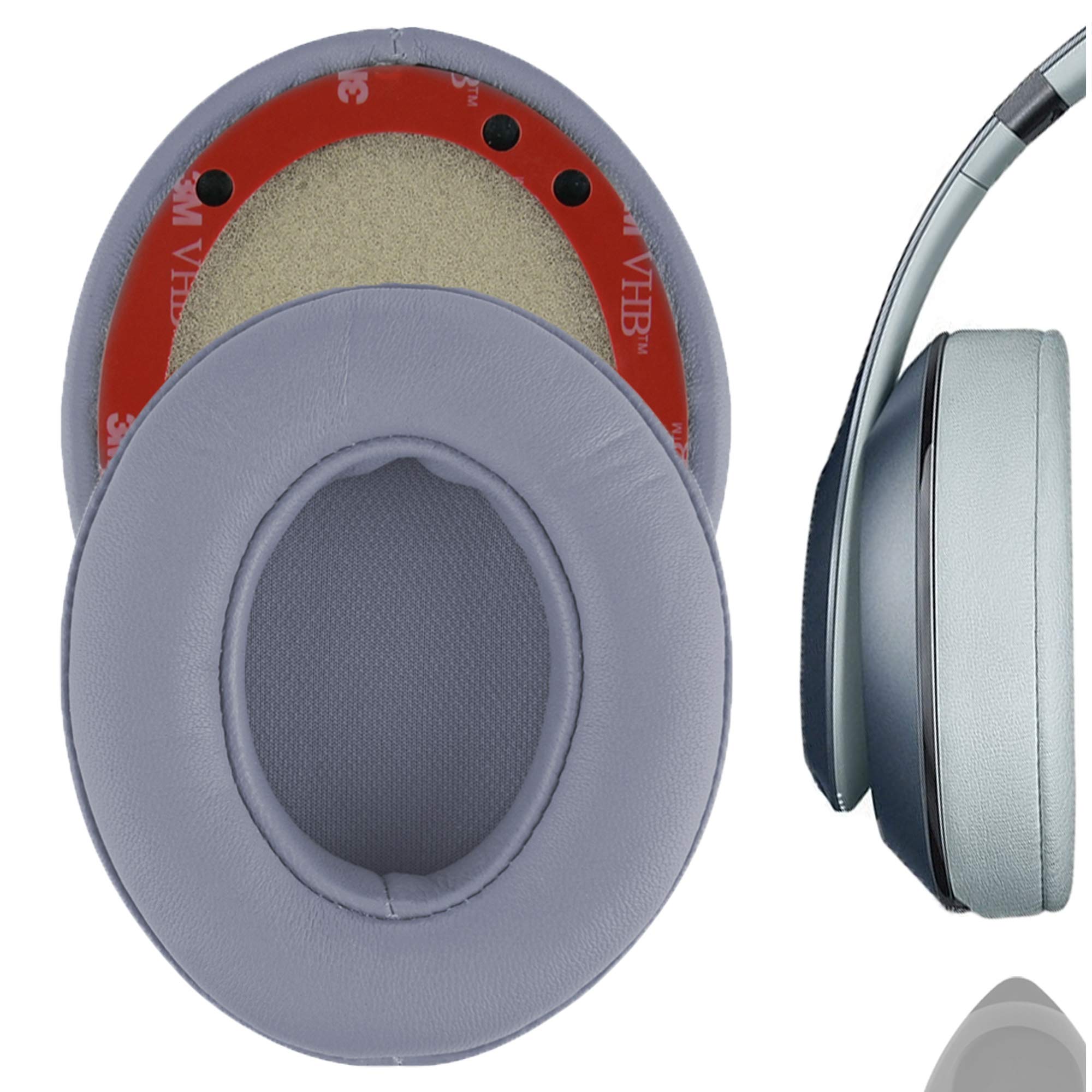 Geekria Elite Sheepskin Replacement Ear Pads for Beats Studio 2 (B0501) Headphones Earpads, Headset Ear Cushion Repair Parts (Grey)