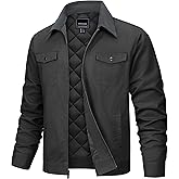 TACVASEN Men's Casual Quilted Cotton Jacket Cargo Corduroy Collar Jacket Work Shacket with 5 Pockets for Fall and Winter