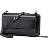 nuoku Womens RFID Wallet Purse Wristlet Crossbody Clutch with Zip Around 2 Strap | RFID, Zip Around, 2 Strap