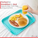 DIVCHI 2-Pack Serving Tray Set Non-Slip Green White with Handles 40.5 x 28.5 cm view 3