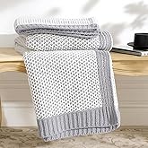 Amélie Home Honeycomb Knit Throw Blanket for Couch, Dual-Sided Soft Chenille Decorative Blankets for Sofa & Chair, 50"x60", Gray & White