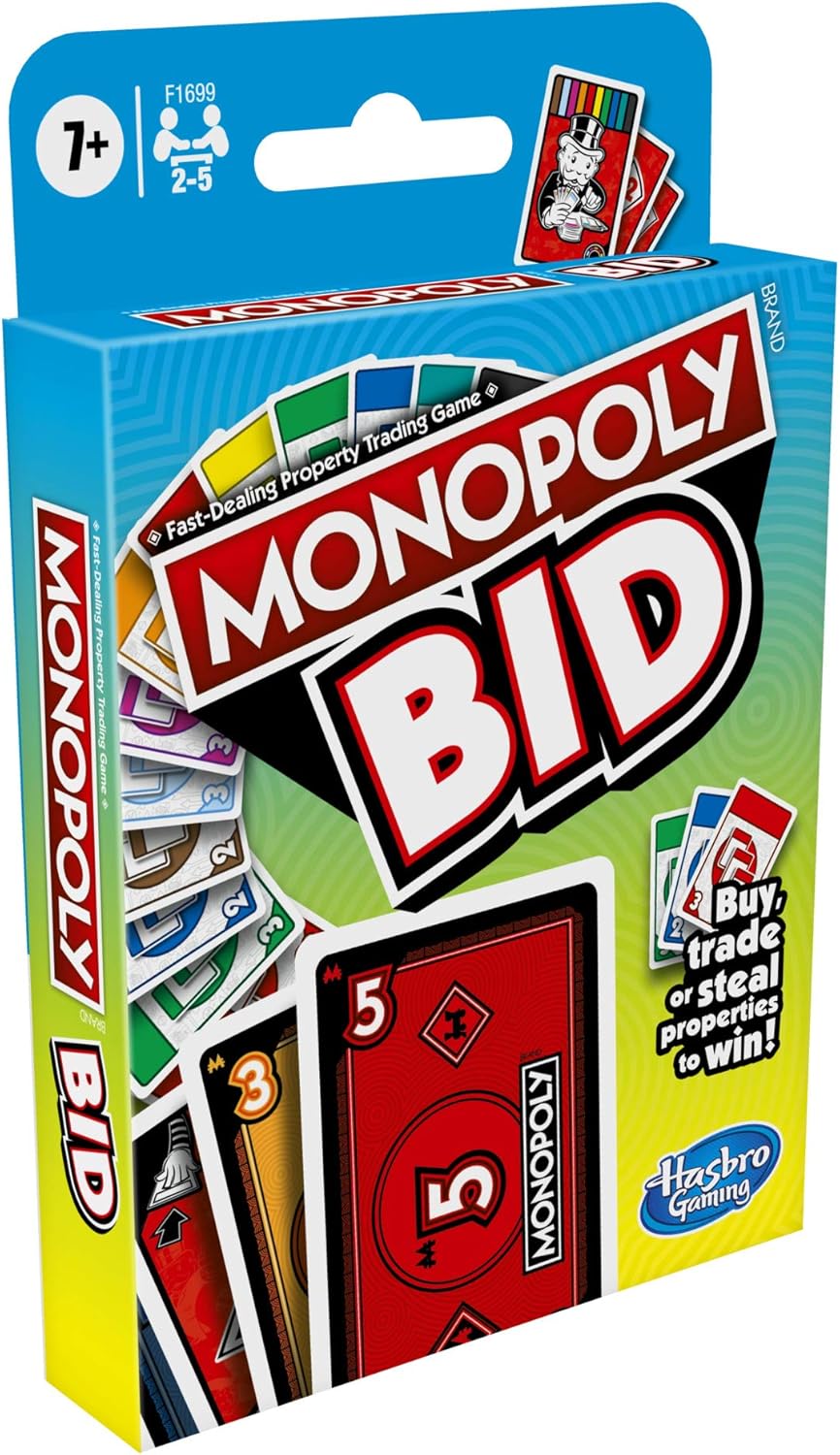 Monopoly Bid Game, Quick-Playing Card Game For 4 Players, Game For Families And Kids Ages 7 And Up, Multicolor, 92mm x 19mm x 143mm - Image 4