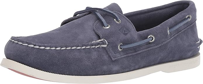 navy suede boat shoes