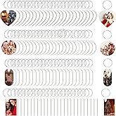 Guiqulai 300 Pcs Sublimation Keychain Blanks Bulk Double Side Heat Transfer Sublimation MDF Blank Set with Keychain Rings Jump Rings,Heat Transfer for DIY Crafts, 4 Style