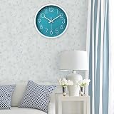 jomparis Modern 30cm Silent Turquoise Wall Clock Quartz Sweep Teal White Frame view 3