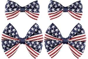 MIROKSH 4 Pcs Girls American Flag Hair Bow Clips Patriotic Red White and Blue Stars Stripes Alligator Hair Pins Barrette July Fourth Independence Memorial Day Outfit Decor Accessories Gift