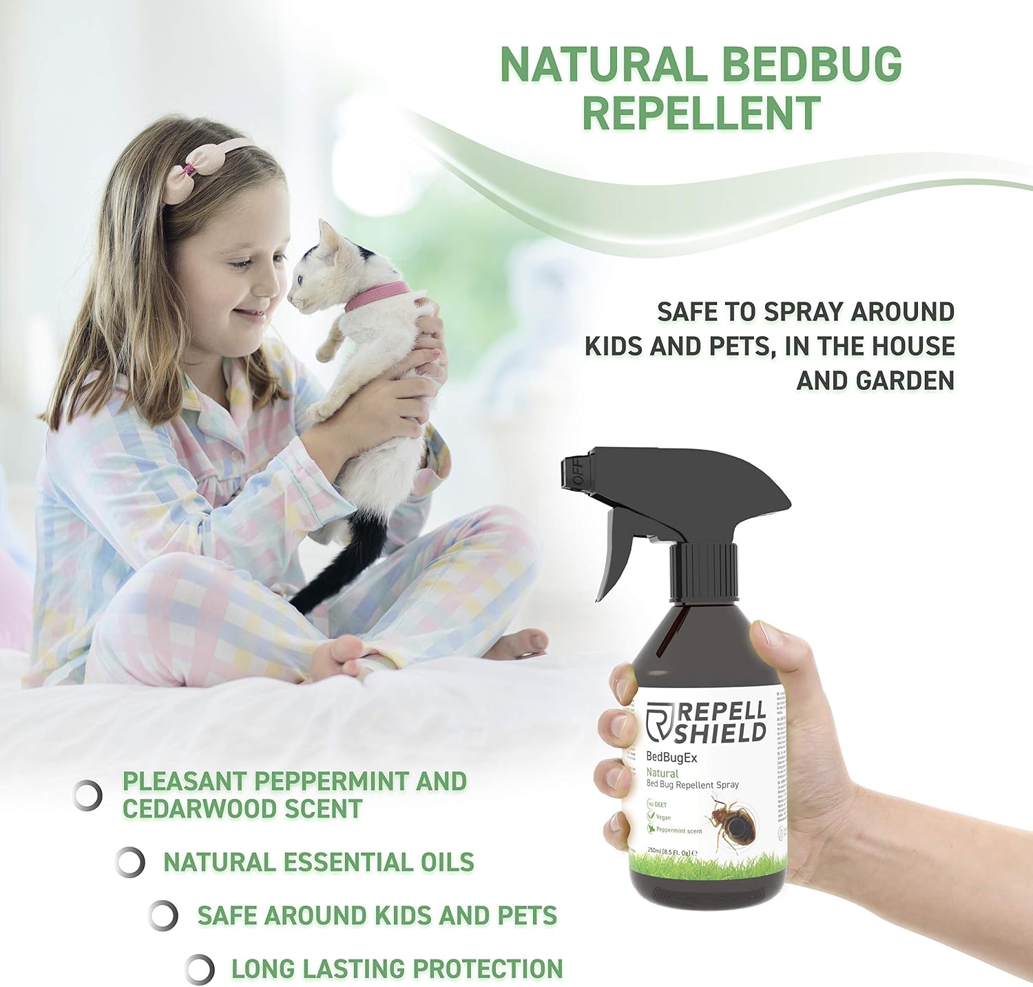 Bed Bug Spray by RepellShield, 250ml, Natural Bed Bug Repellent with Tea Tree Oil, Pet & Family Friendly, Protect Bedrooms - Image 4