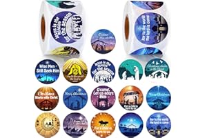 Containlol 800 Pcs Christmas Religious Stickers Round Christmas Nativity Jesus Stickers Roll Christian Xmas Faith Self Adhesive Cards Envelopes Labels for Adults Crafts Xmas Favor(Classic)