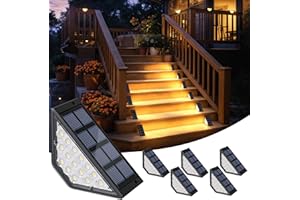 INCX Solar Stair Lights Outdoor Waterproof, 6 Pack LED Solar Step Lights for Outside with Auto On/Off, Outdoor Lighting for Stairs, Front Steps, Deck, Fence, Porch & Patio Decor（Warm White）