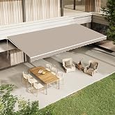 AECOJOY Retractable Awning, 13' x 10' Awnings for Outside, Beige | Retractable Awnings for Patio, Sunsetter Awning Canopy Cover Outdoor Deck Porch Awnings with Manual Crank Handle for Backyard