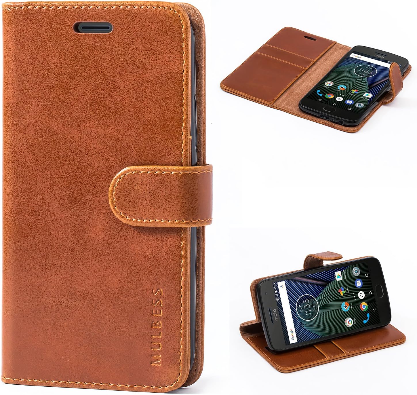Mulbess Cover A Libro Per Motorola Moto G9 Plus - Custodia Magnetica Con Portafoglio E Chiusura - Interno In TPU Antiurto - Nero Elegante