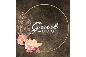 Guest Book: Watercolor Flowers Brown Rustic Hardcover Guestbook Blank No Lines 64 Pages Keepsake Memory Book Sign In Registry for a Wedding Birthday Anniversary Christening Engagement Party