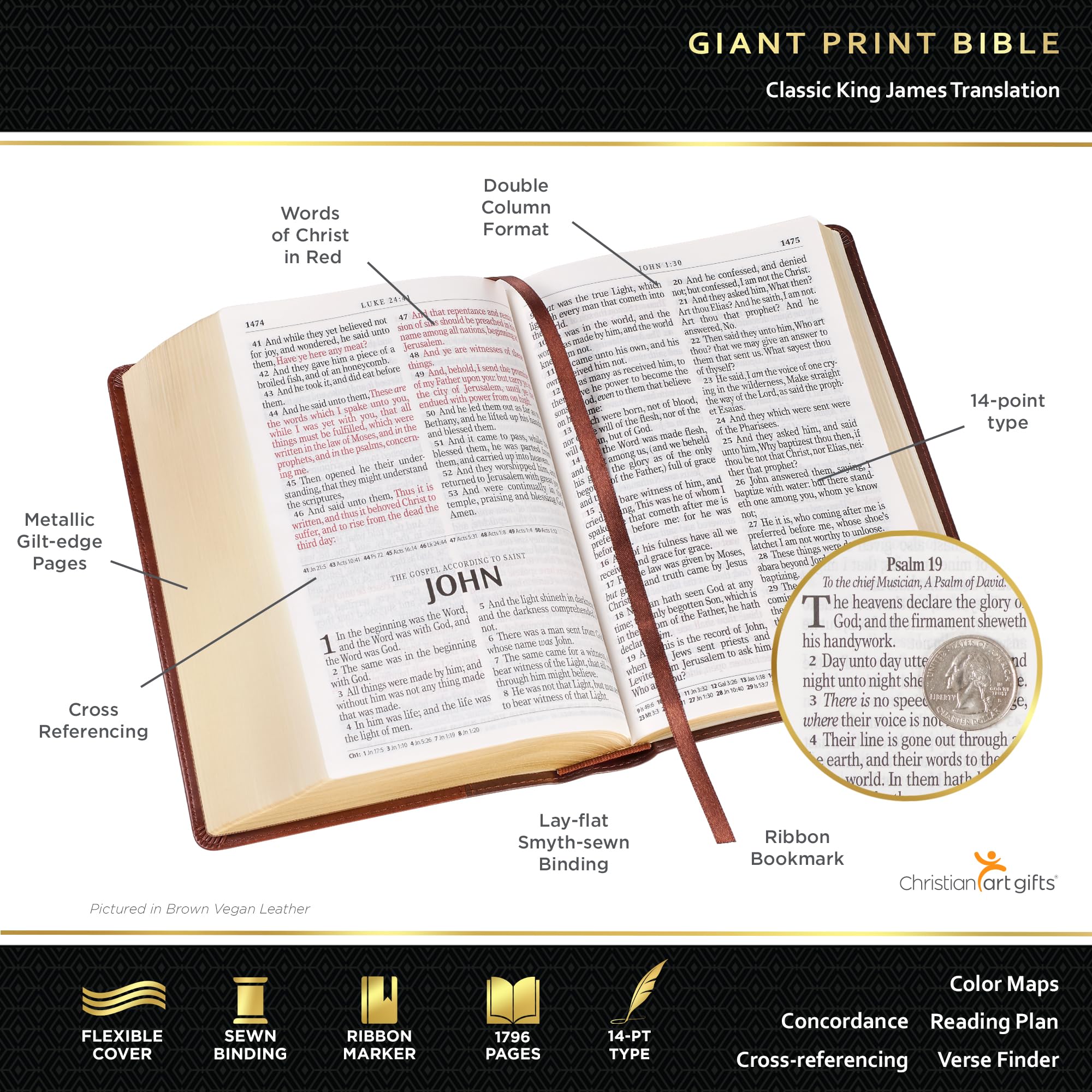 KJV Holy Bible, Giant Print Standard Size Faux Leather Red Letter Edition - Ribbon Marker, King James Version, Purple Two-tone (KJV Standard GP Editions) KJV Holy Bible, Giant Print Standard Size Faux Leather Red Letter Edition - Ribbon Marker, King James Version, Purple Two-tone (KJV Standard GP Editions) Imitation Leather